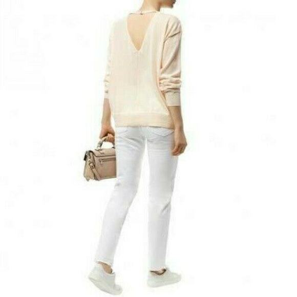 SANDRO Paris Ania open v-back pullover lightweight sweater knit top rose 2 M NEW - Picture 7 of 7